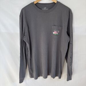 Vineyard Vines Tee Shirt  M Mens Football Whale Long Sleeve Tee Gray